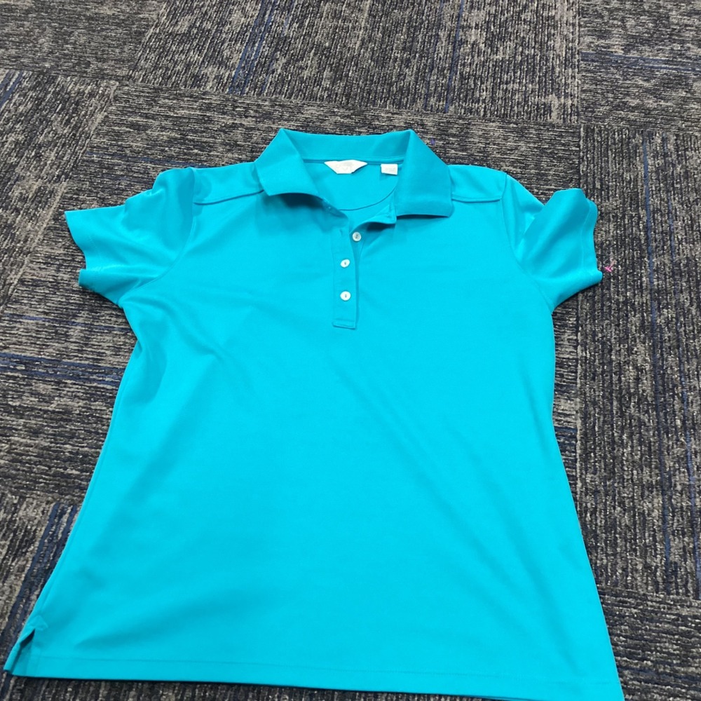 Callaway Womens Golf Polo Shirt Turquoise Blue Short Sleeve Size Large